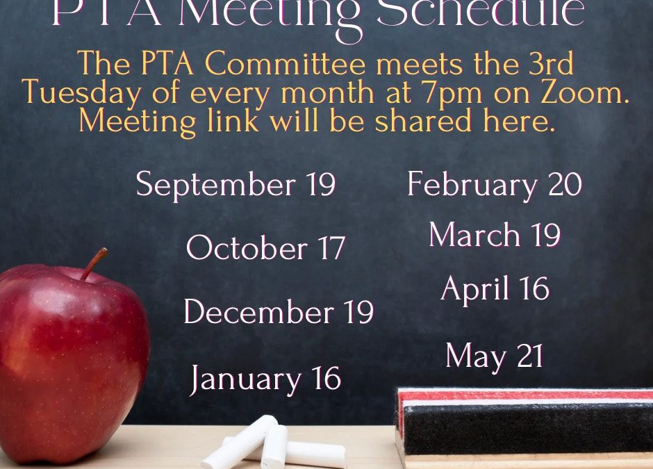 Join us for our monthly PTA meetings via Zoom!