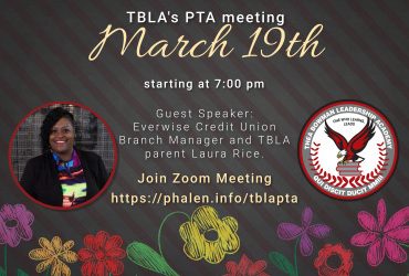 TBLA PTA Meeting with guest speaker Laura Rice!